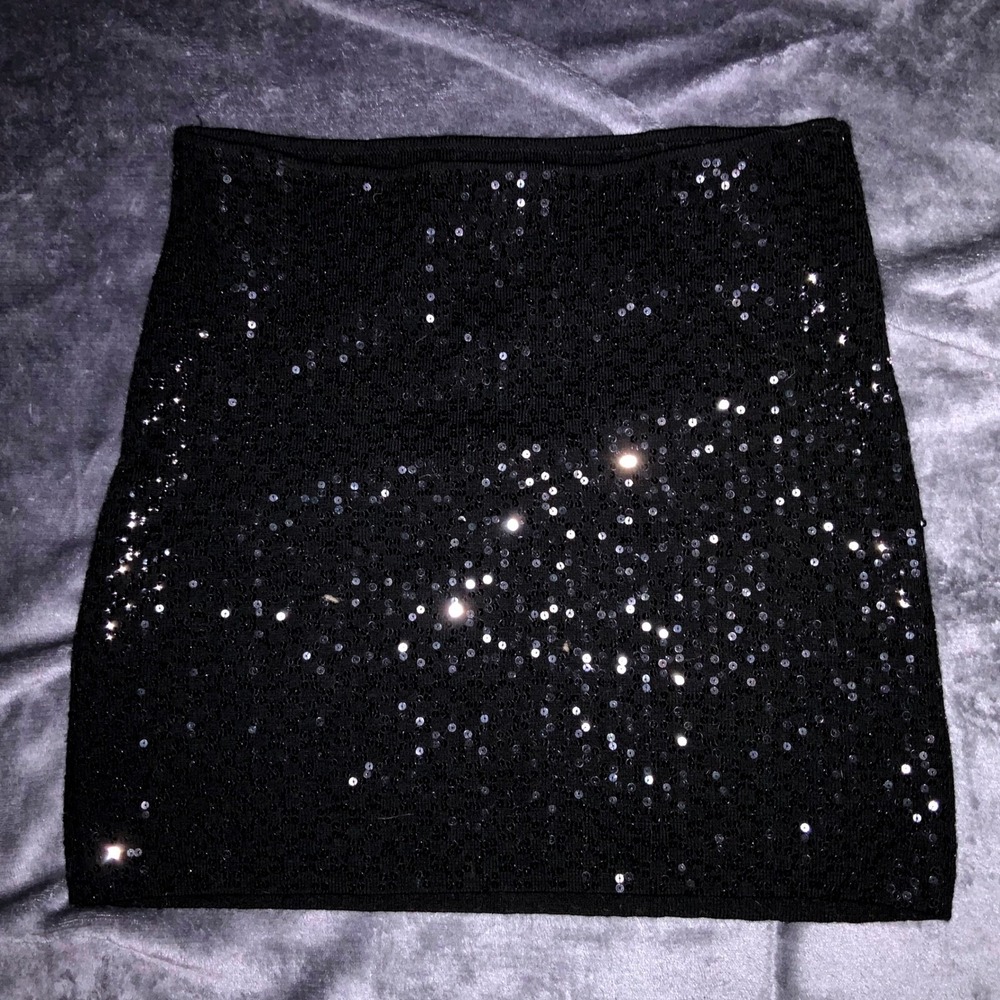 Sz X Linda Allard Ellen Tracy Sequin Embellished Party Top Sparkly Black Size‎ X
